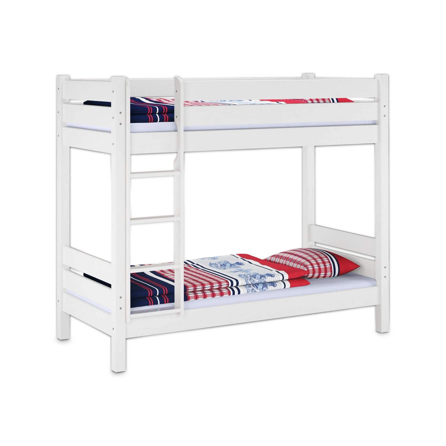 Erst-Holz Etagenbett 90 x 200 cm Extra Stabil Kiefer Massiv Weiß Nische 100 Modell 16 ohne Zubehör