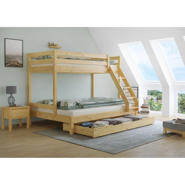 Erst-Holz Doppel-Etagenbett 90 x 200 cm und 140 x 200 cm Erwachsene Kiefer Natur Modell 18 Rollrost Erst-Holz Doppel-Etagenbett 90 x 200 cm und 140 x 200 cm Erwachsene Kiefer Natur Modell 18 Rollrost
