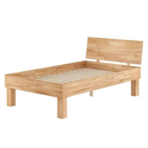 Erst-Holz Hohes Seniorenbett 120 x 220 cm Einzelbett in Überlänge Buche Massiv Modell 81 Rollrost inkl.