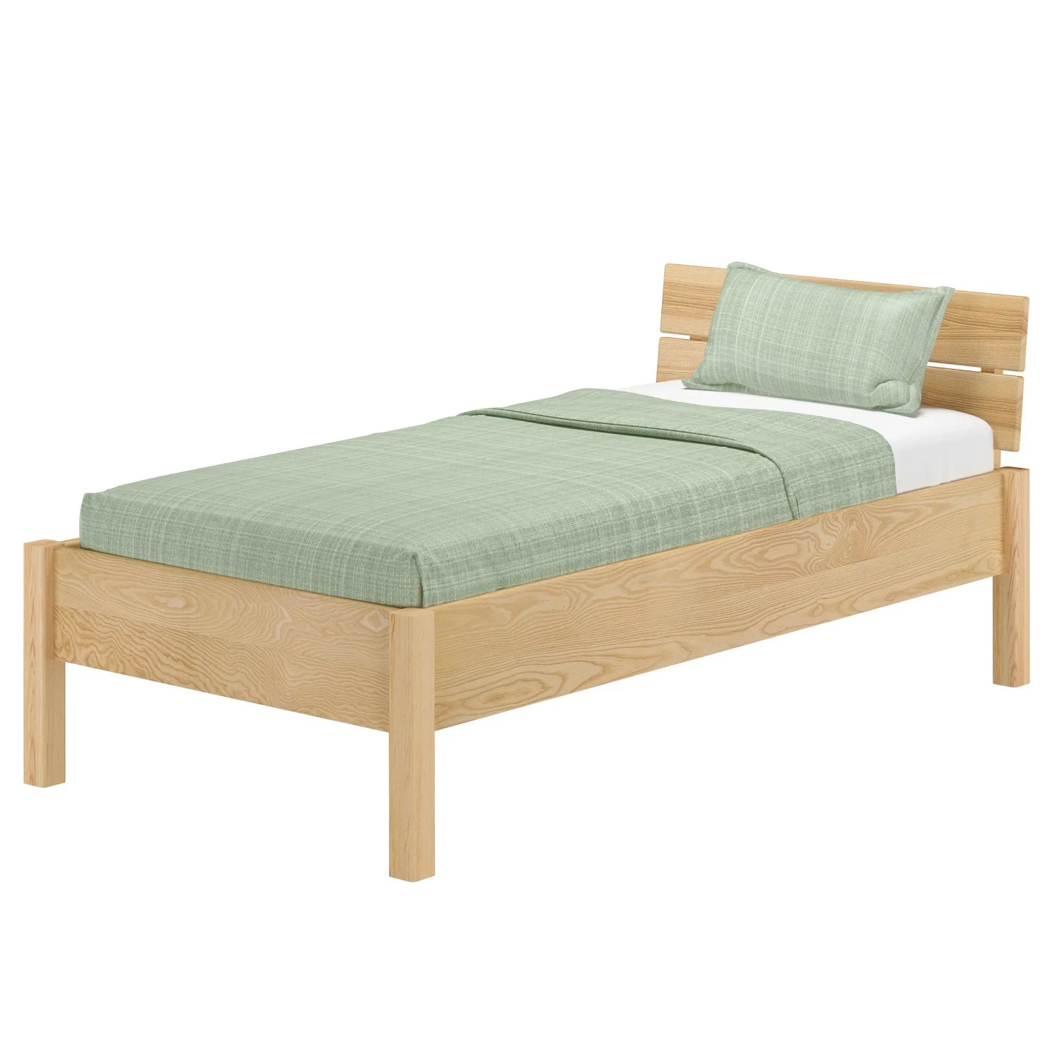 Erst-Holz Metallfreies Einzelbett Esche Massivholz 90 x 200 Modell 90