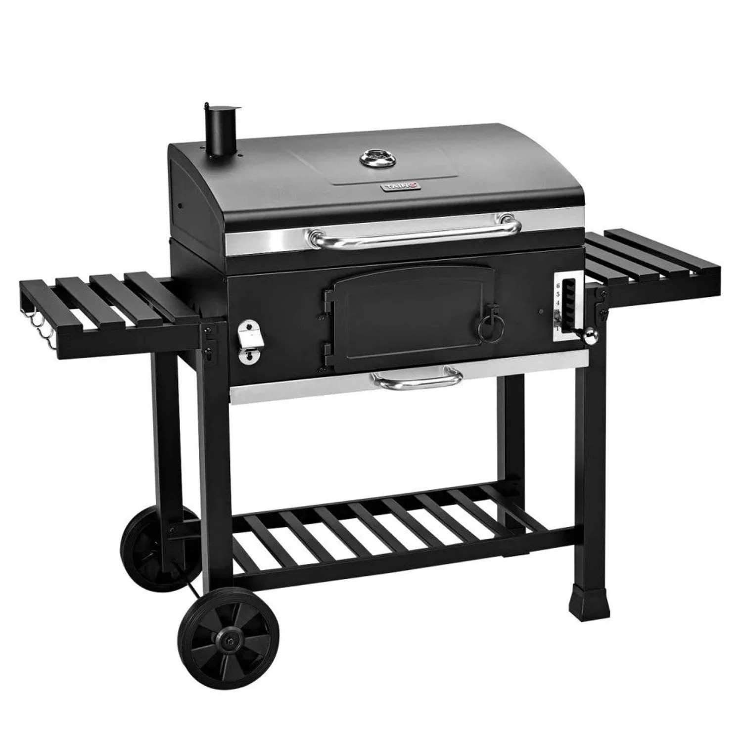 Taino Hero XXL Smoker BBQ Grillwagen Holzkohlegrill Grill Räucherofen Schwarz