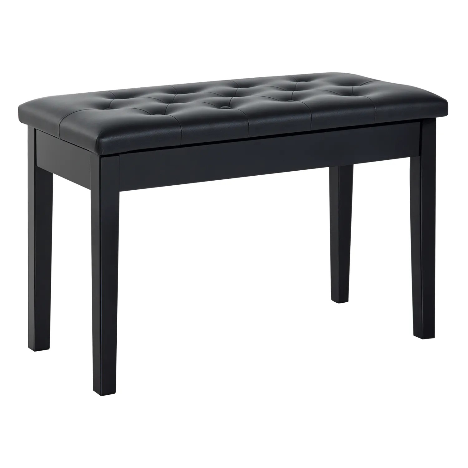HOMCOM Klavierhocker Gummiholz Kunstleder Schwarz 76L x 36B x 50H cm