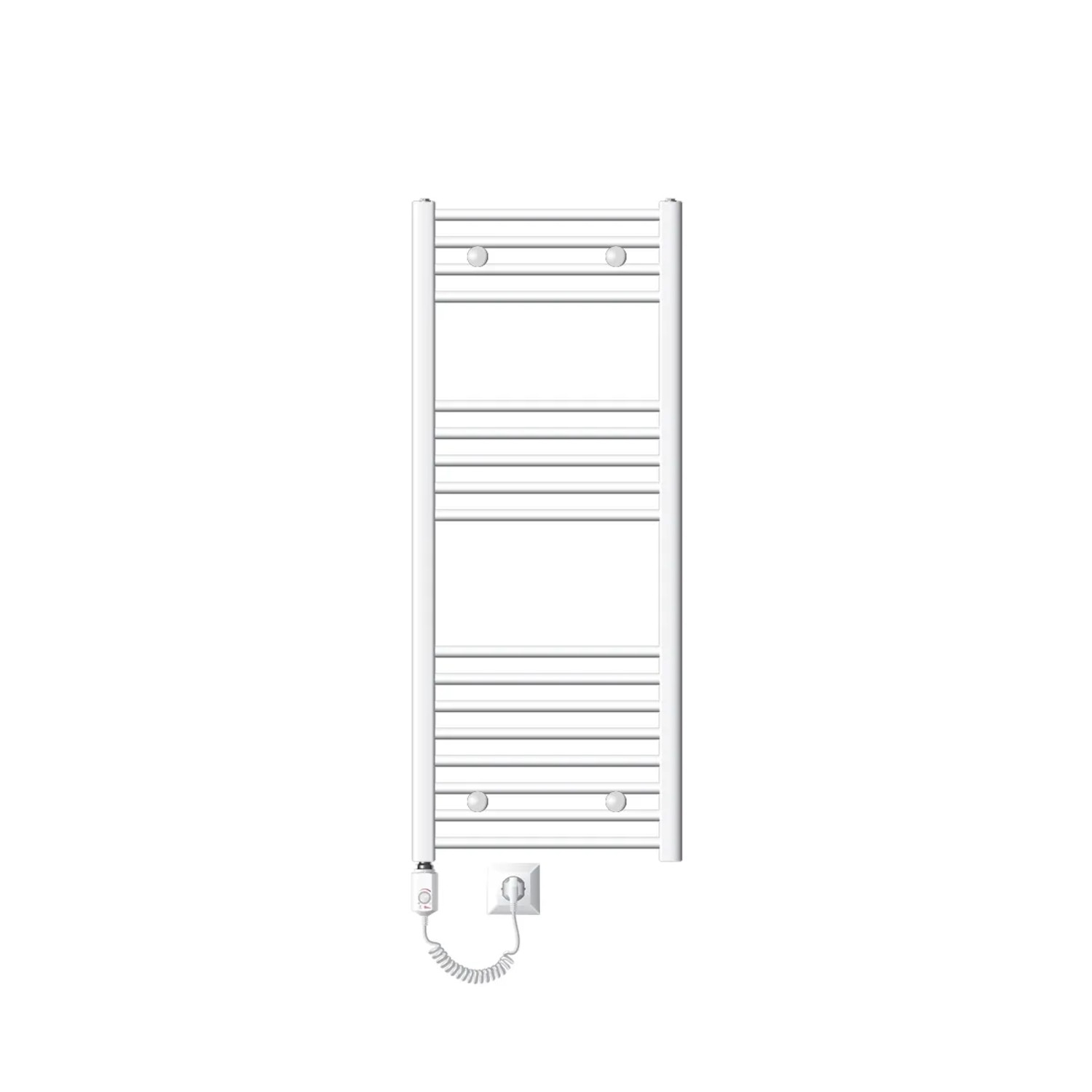 ECD Germany Badheizkörper Elektrisch mit Heizstab 900W 500x1200 mm Weiß Gebogen