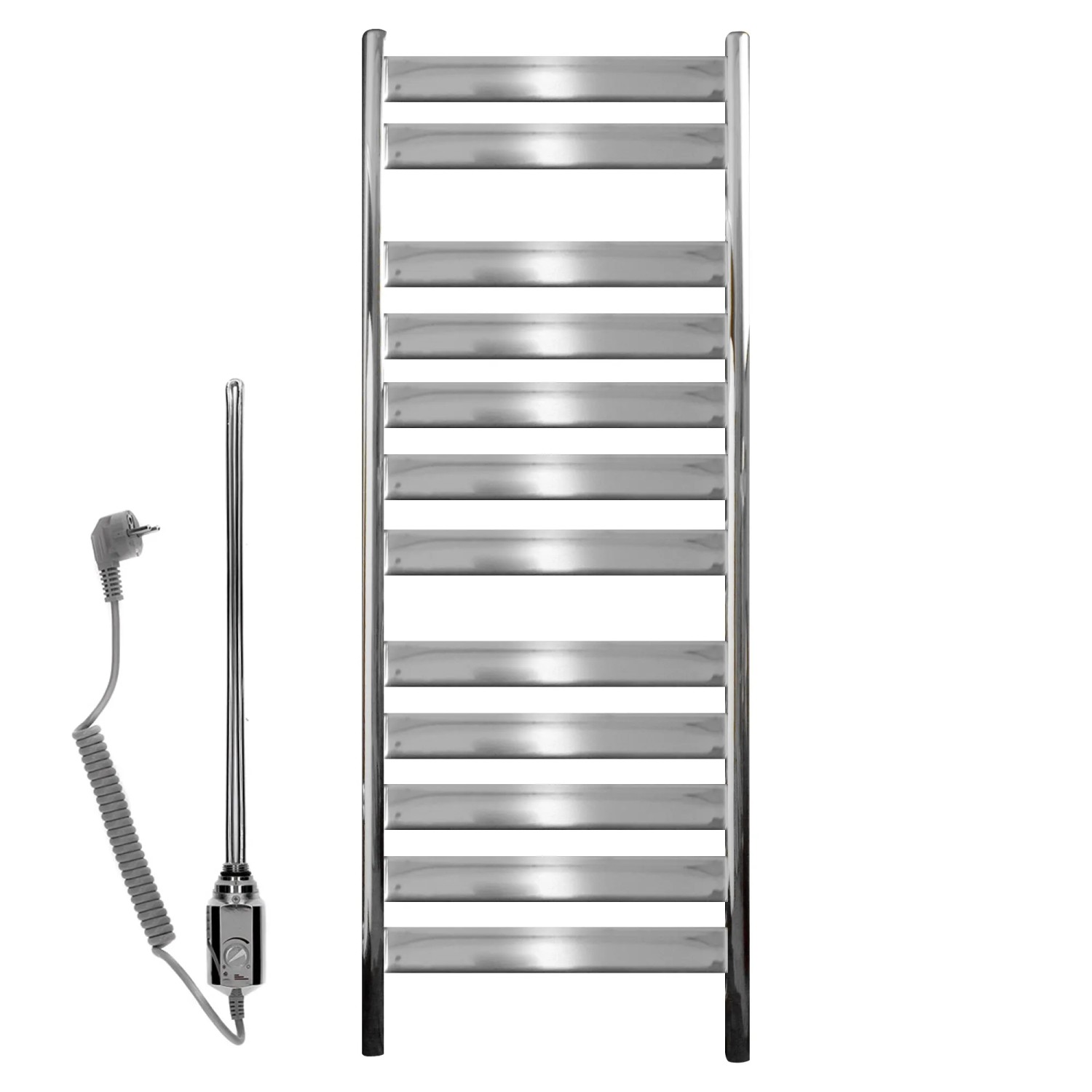 ECD Germany Design Badheizkörper Tharr Elektrisch 500x950 mm Chrom Heizstab 600W