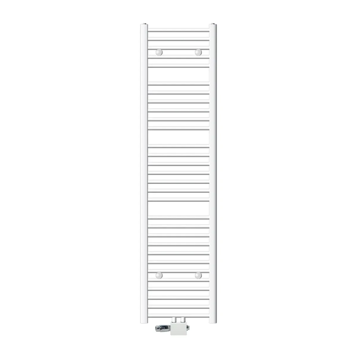 LuxeBath Badheizkörper 400x1800 mm Weiß Gerade mit Thermostat Universal Eck