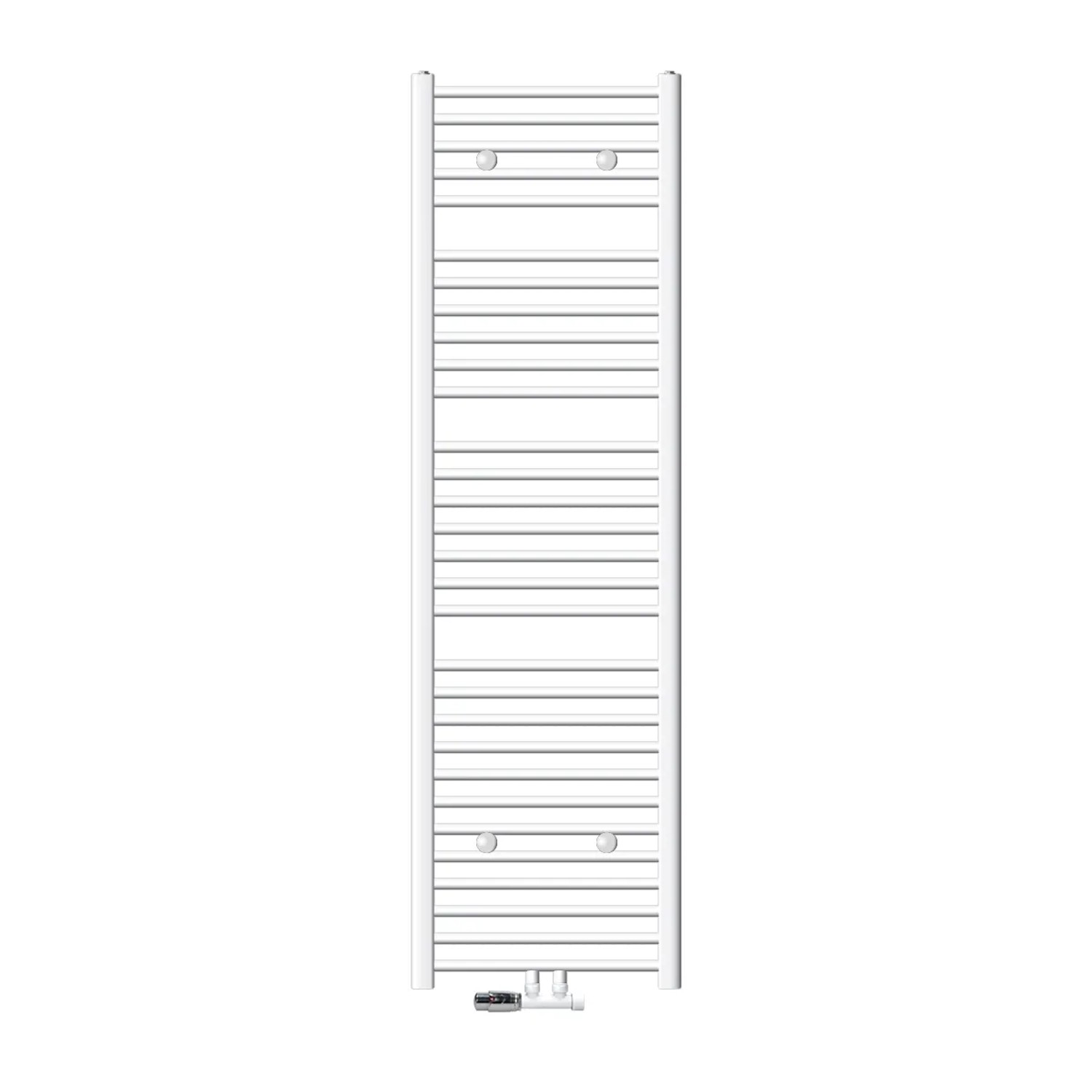 ECD Germany Badheizkörper 500x1800 mm Weiß Gerade mit Anschlussgarnitur Eck Wand