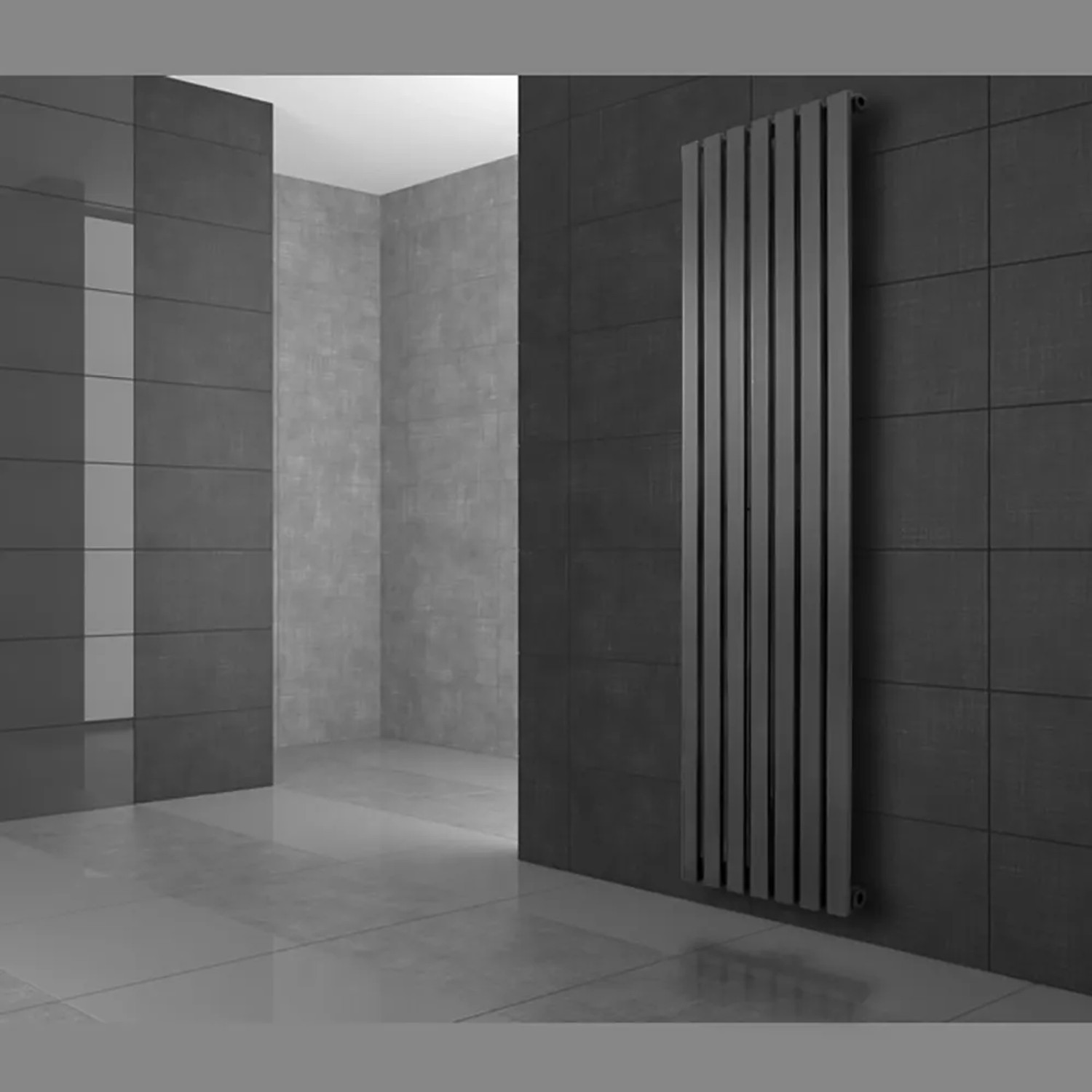 LuxeBath Stella Design Paneelheizkörper 480x1800mm Anthrazit Thermostat Boden