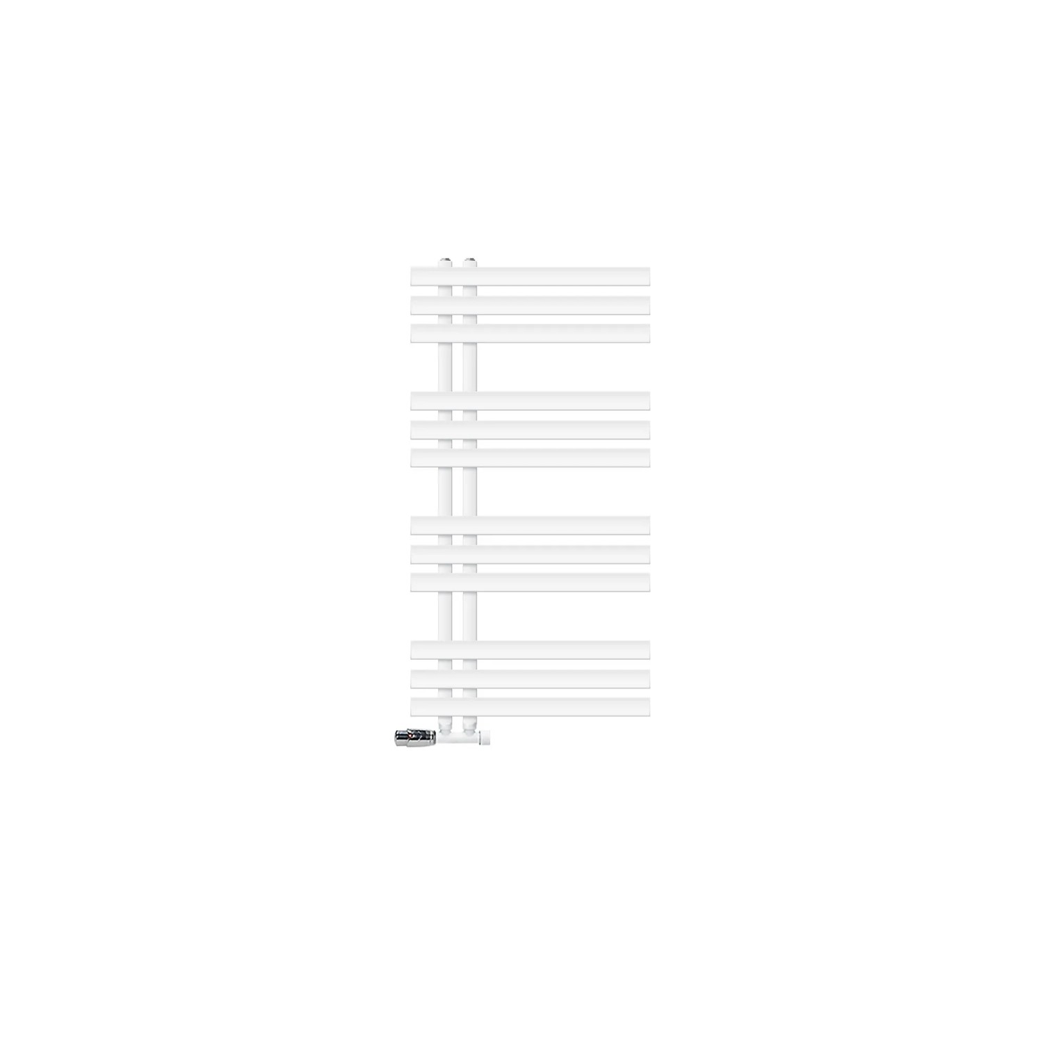 ECD Germany Badheizkörper Iron EM 50x100cm Weiß mit Thermostat Eck Wandanschluss