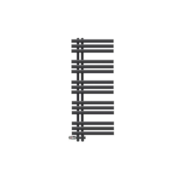 LuxeBath Badheizkörper Iron EM 500x1200 mm Anthrazit Thermostat Durchgang Boden LuxeBath Badheizkörper Iron EM 500x1200 mm Anthrazit Thermostat Durchgang Boden