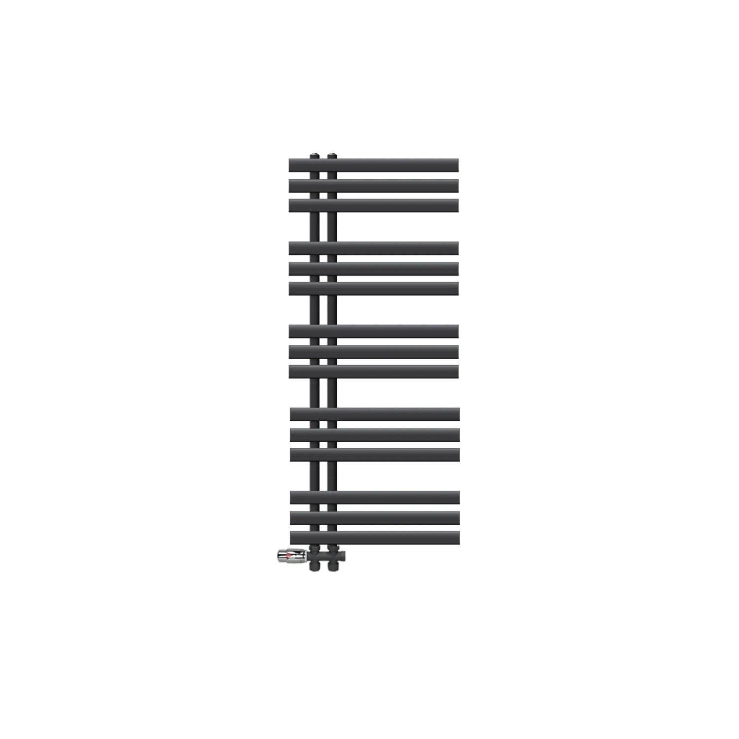LuxeBath Badheizkörper Iron EM 500x1200 mm Anthrazit Thermostat Durchgang Boden