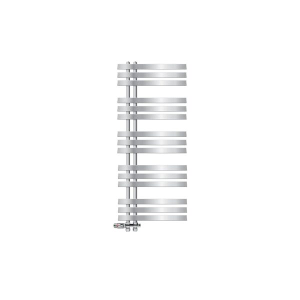 LuxeBath Badheizkörper Iron EM 500x1200 mm Chrom mit Thermostat Durchgang Boden