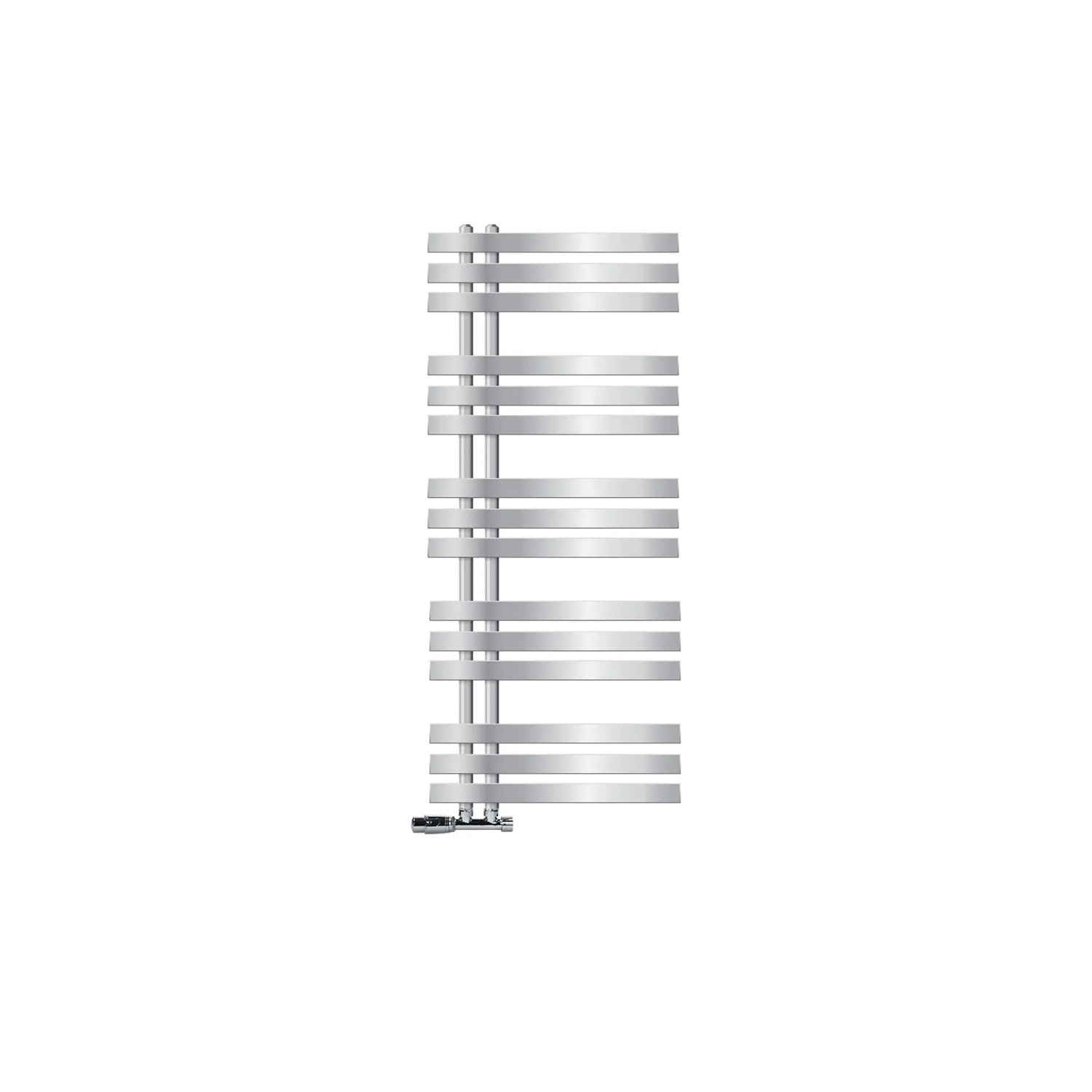 LuxeBath Badheizkörper Iron EM 500x1200mm Chrom mit Anschlussgarnitur Thermostat