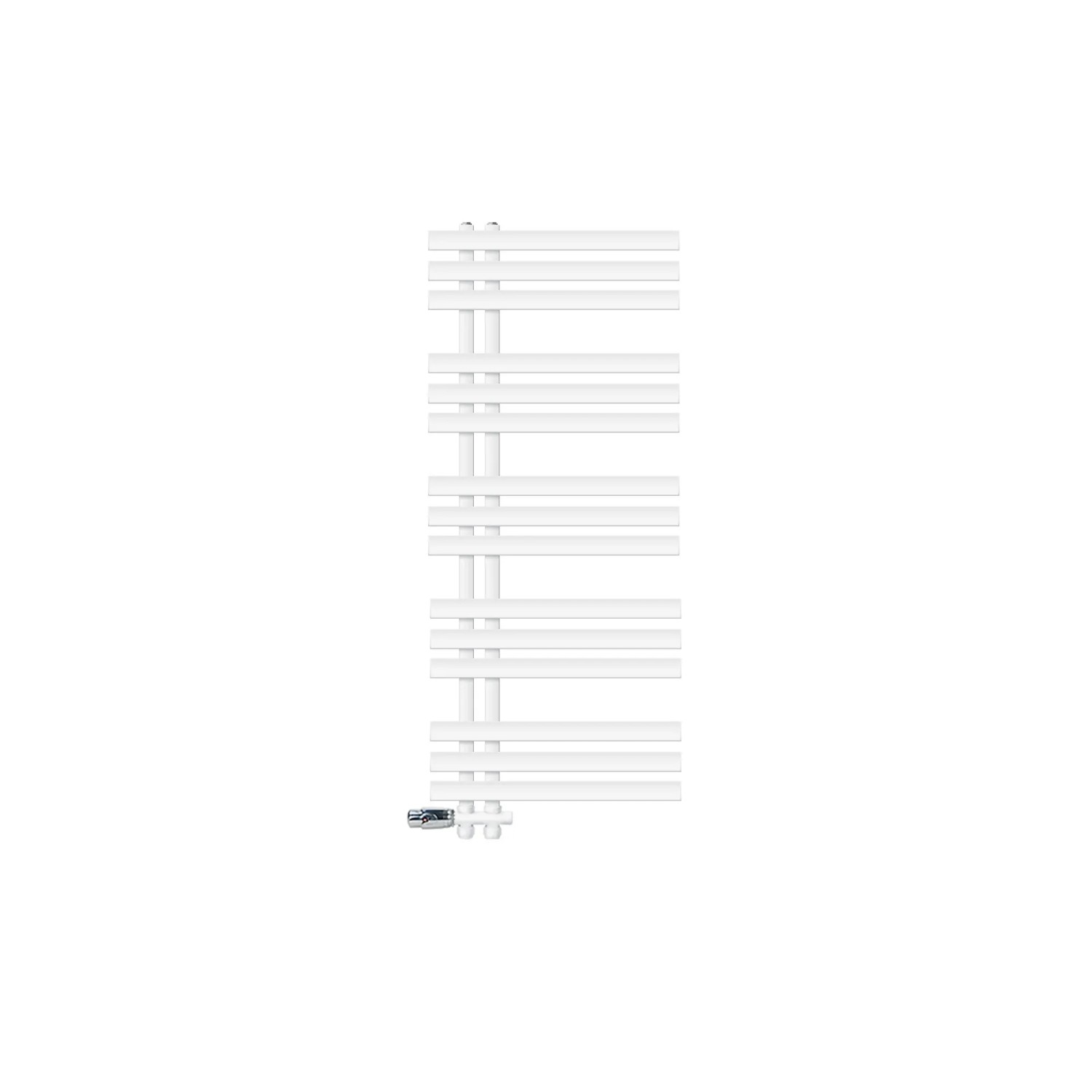 LuxeBath Badheizkörper Iron EM 500x1200 mm Weiß mit Thermostat Durchgang Boden
