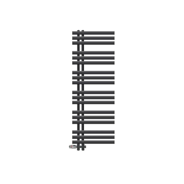LuxeBath Badheizkörper Iron EM 50x140cm Anthrazit mit Thermostat Durchgang Boden