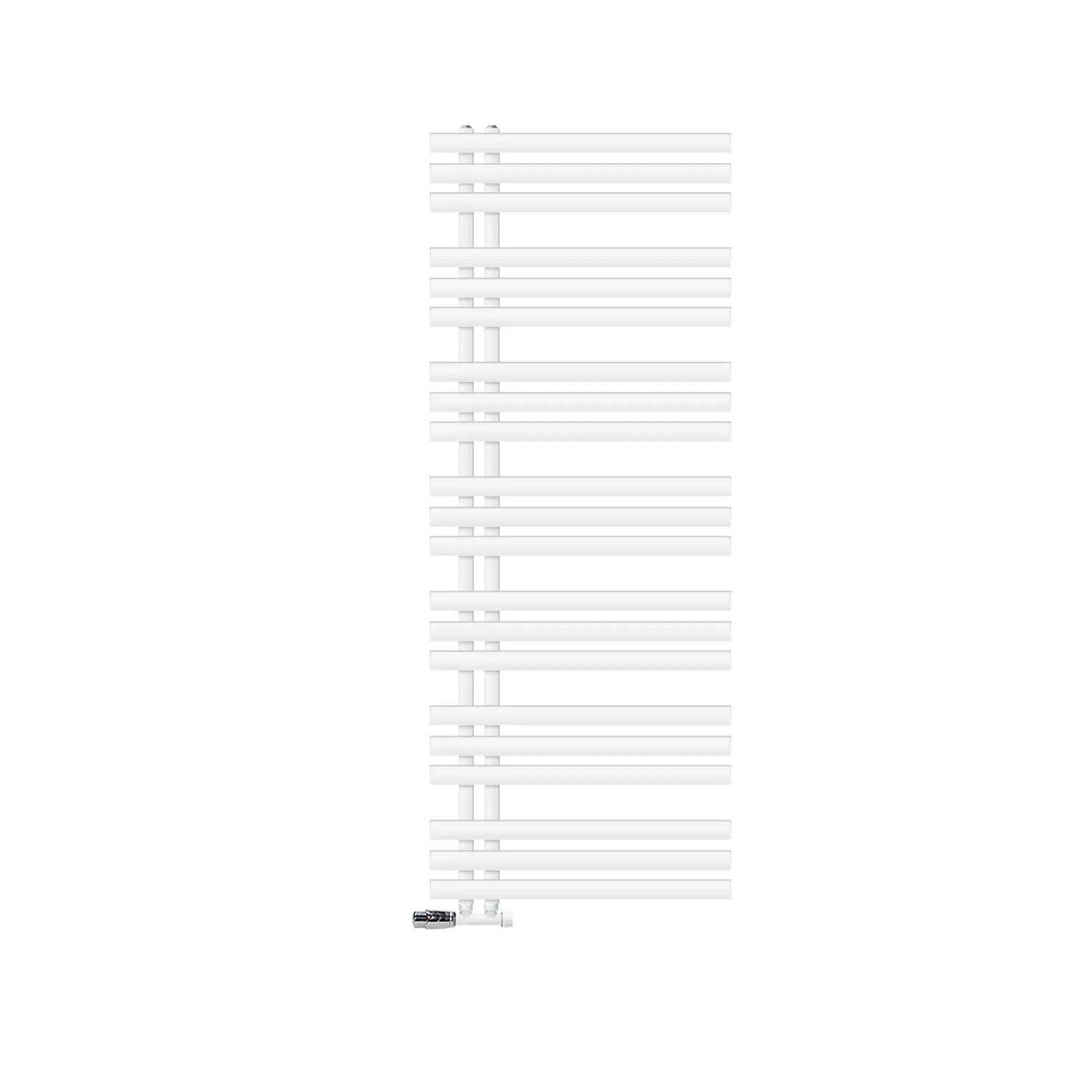LuxeBath Badheizkörper Iron EM 600x1600 mm Weiß mit Anschlussgarnitur Eck Wand