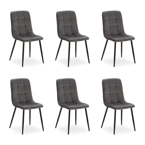 Homestyle4u Esszimmerstuhl 6er Set in Anthrazit Samt 2329 Homestyle4u Esszimmerstuhl 6er Set in Anthrazit Samt 2329