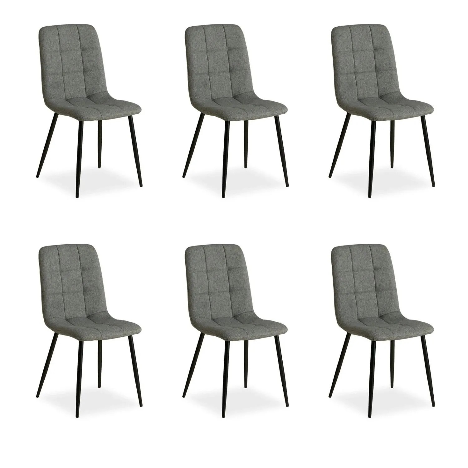 Homestyle4u Esszimmerstuhl 6er Set in Grau 2332