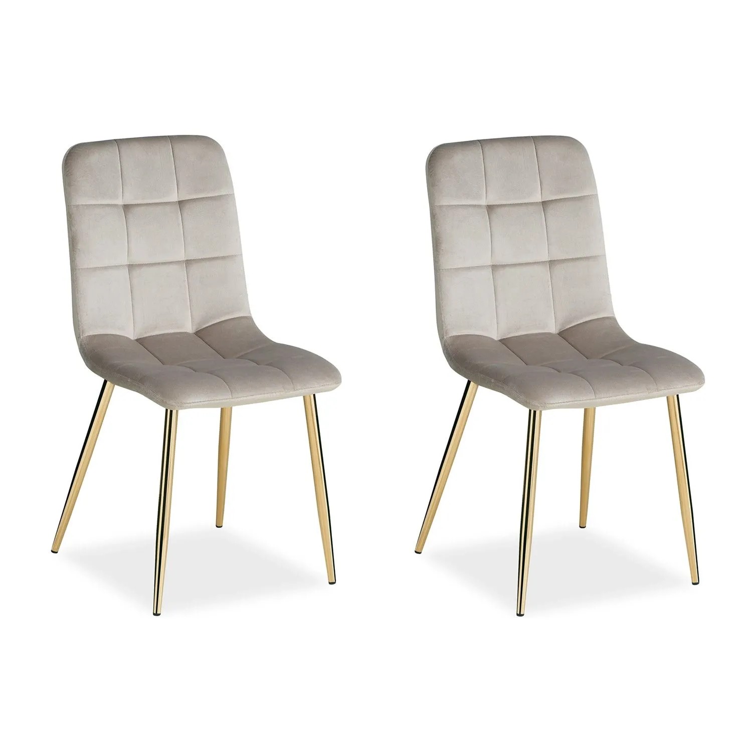 Homestyle4u Esszimmerstuhl 2er Set in Beige und Gold Samt 2333