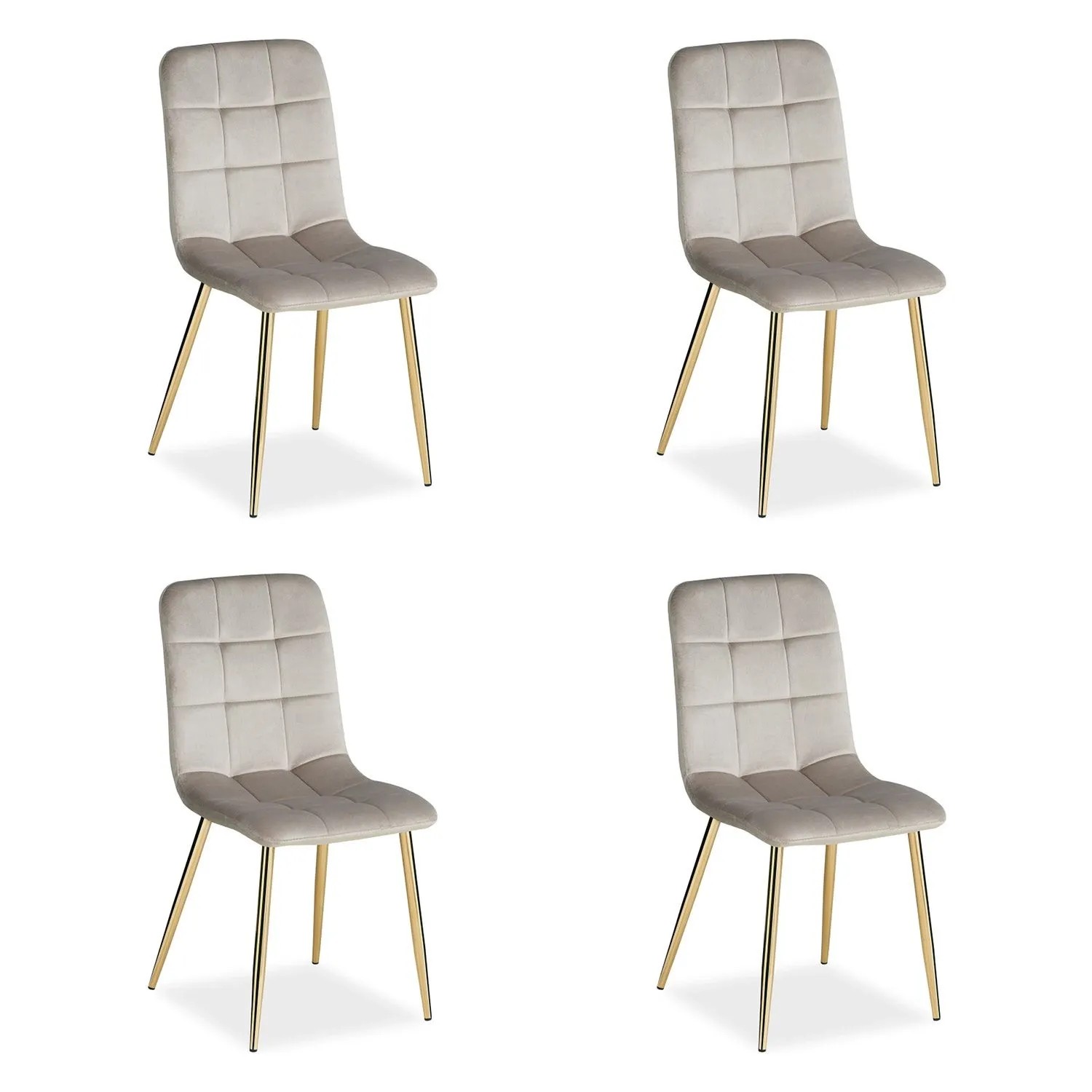 Homestyle4u Esszimmerstuhl 4er Set in Beige und Gold Samt 2334