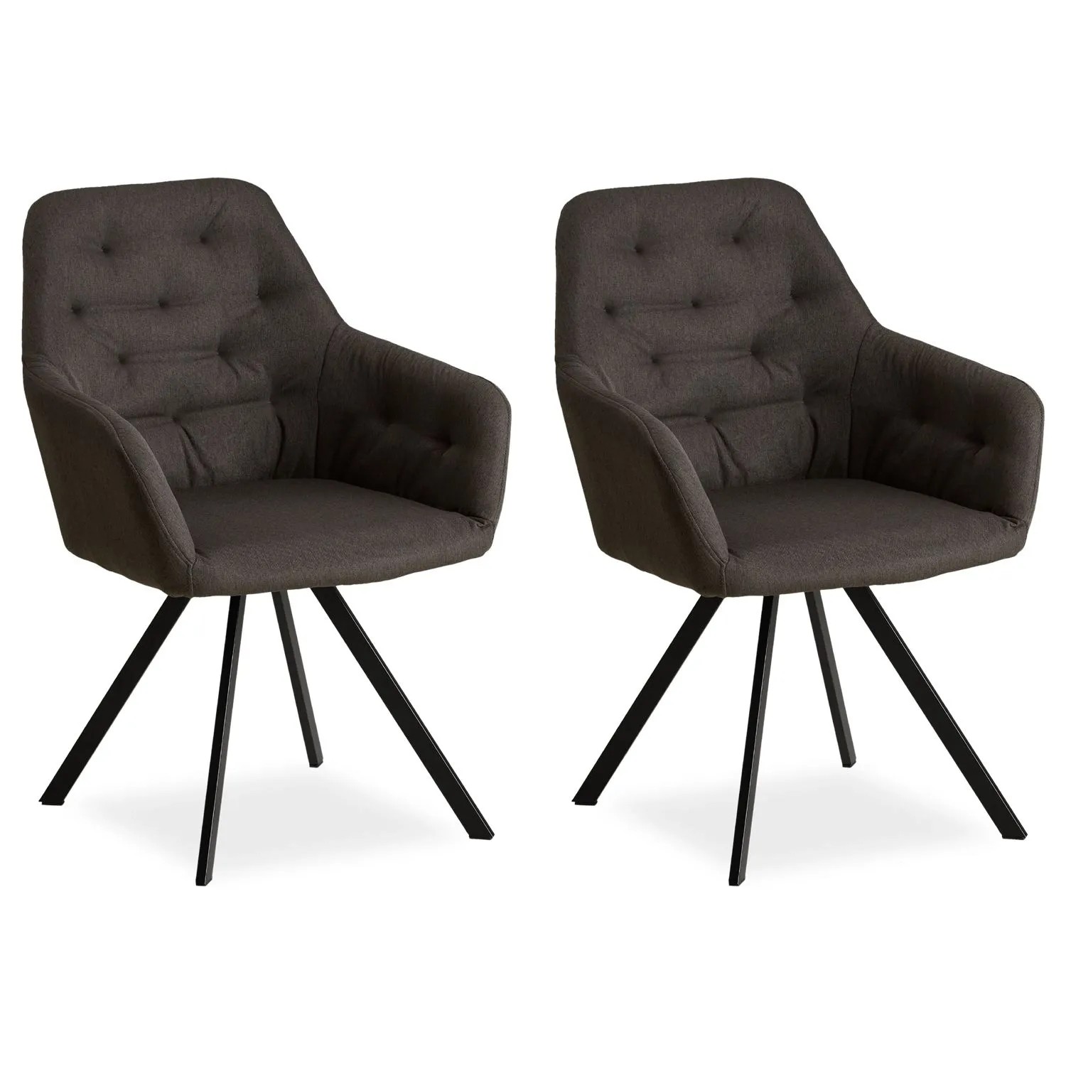 Homestyle4u Polsterstuhl 2er Set in Anthrazit 2348