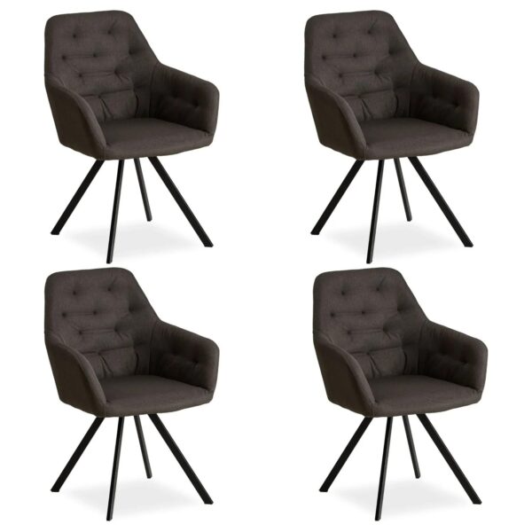 Homestyle4u Polsterstuhl 4er Set in Anthrazit 2349
