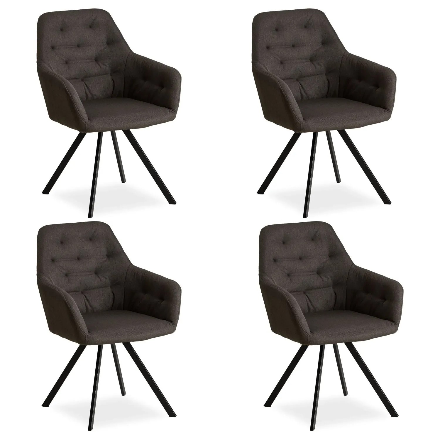 Homestyle4u Polsterstuhl 4er Set in Anthrazit 2349