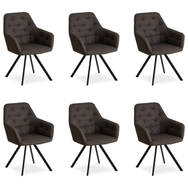 Homestyle4u Polsterstuhl 6er Set in Anthrazit 2350