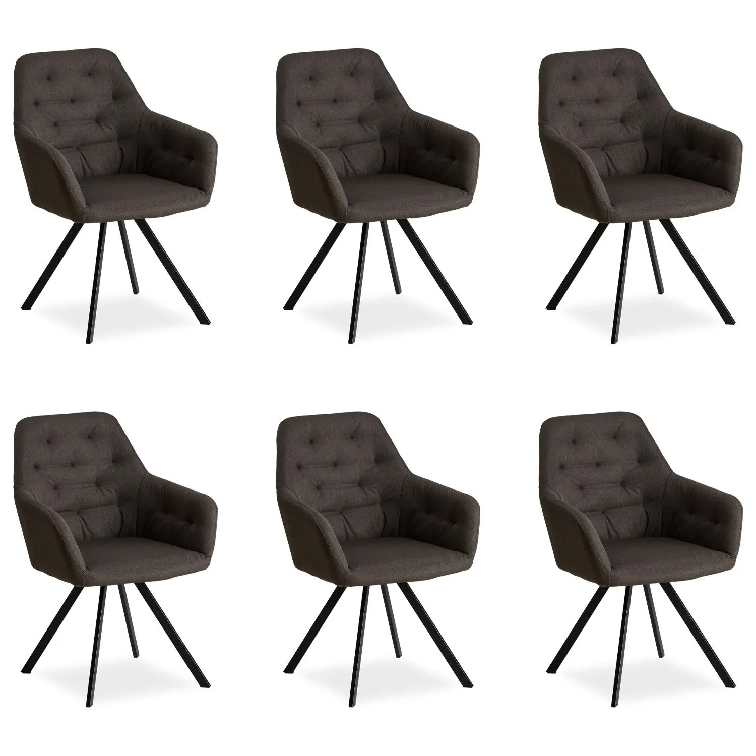 Homestyle4u Polsterstuhl 6er Set in Anthrazit 2350