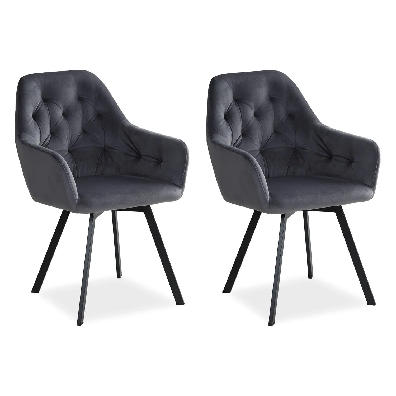 Homestyle4u Polsterstuhl Drehbar 2er Set in Grau 2351