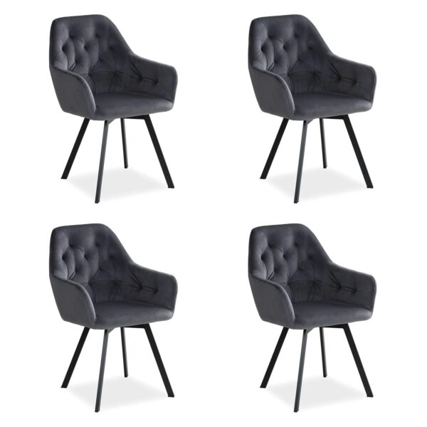 Homestyle4u Polsterstuhl Drehbar 4er Set in Grau 2352