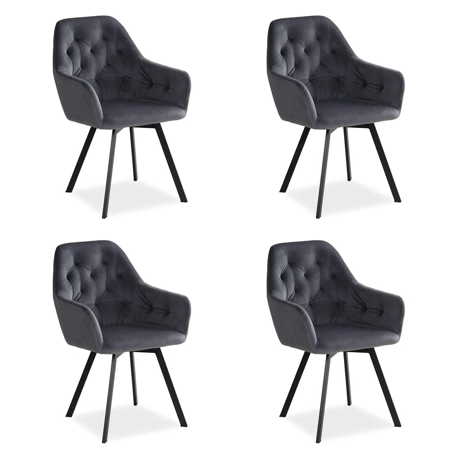 Homestyle4u Polsterstuhl Drehbar 4er Set in Grau 2352