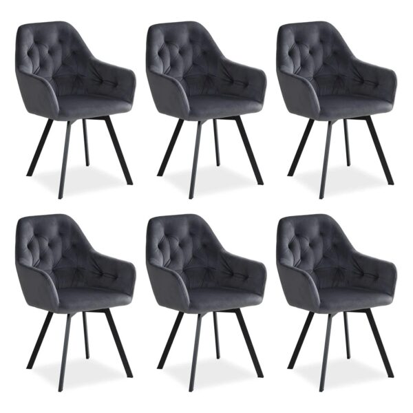 Homestyle4u Polsterstuhl Drehbar 6er Set in Grau 2353