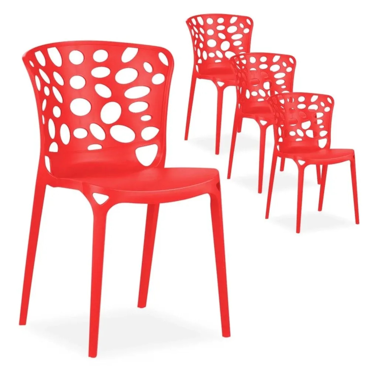 Homestyle4u Gartenstuhl 4er Set in Rot 2460