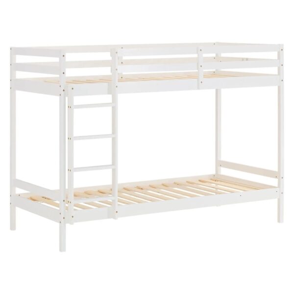 Homestyle4u Etagenbett in Weiß mit Matratze 90x200 cm 2501