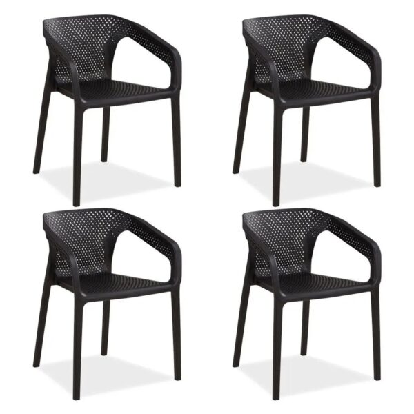 Homestyle4u Gartenstuhl 4er Set in Schwarz 2683