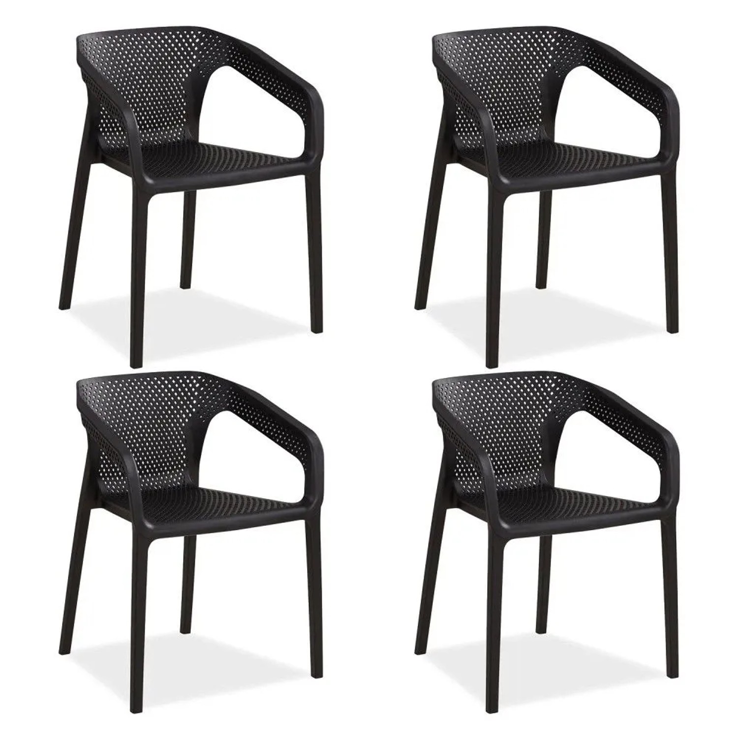 Homestyle4u Gartenstuhl 4er Set in Schwarz 2683