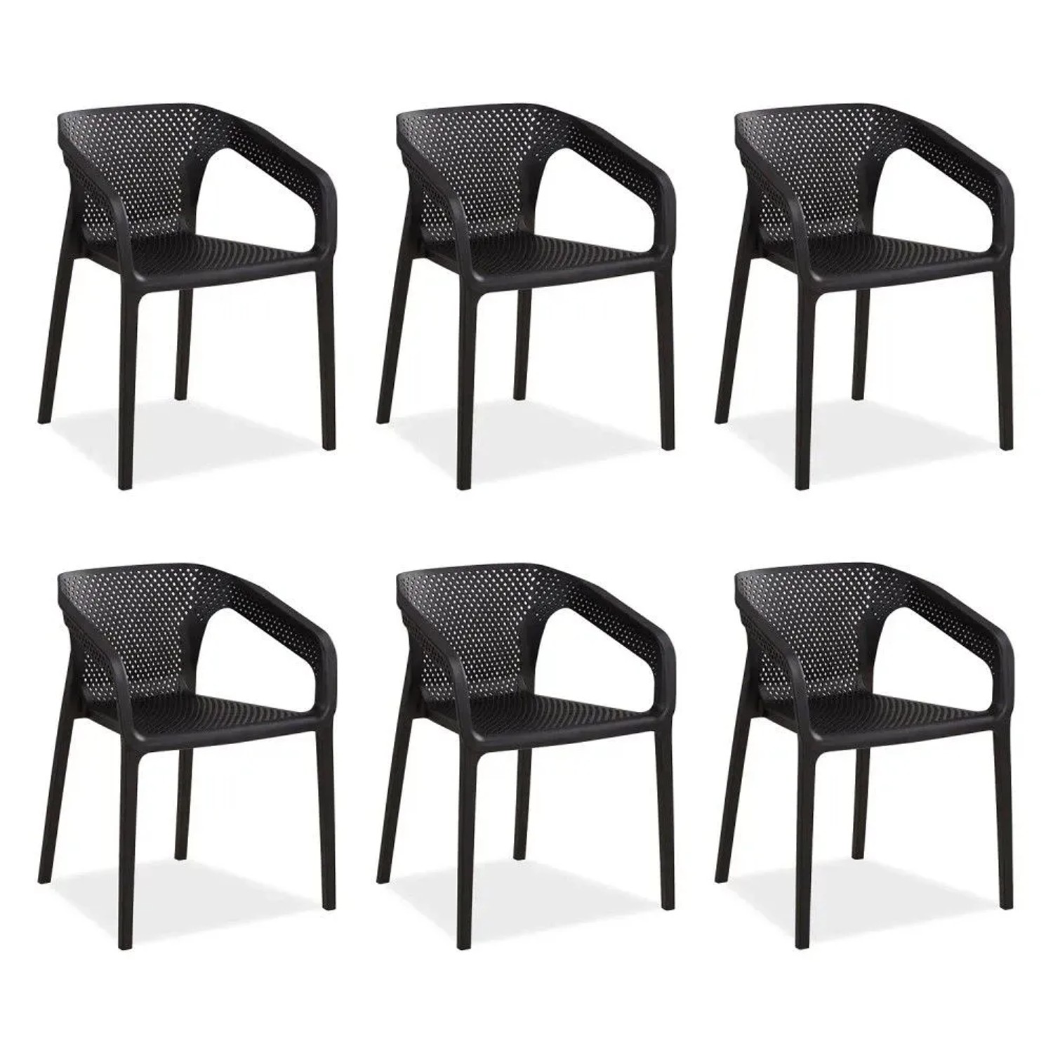 Homestyle4u Gartenstuhl 6er Set in Schwarz 2684