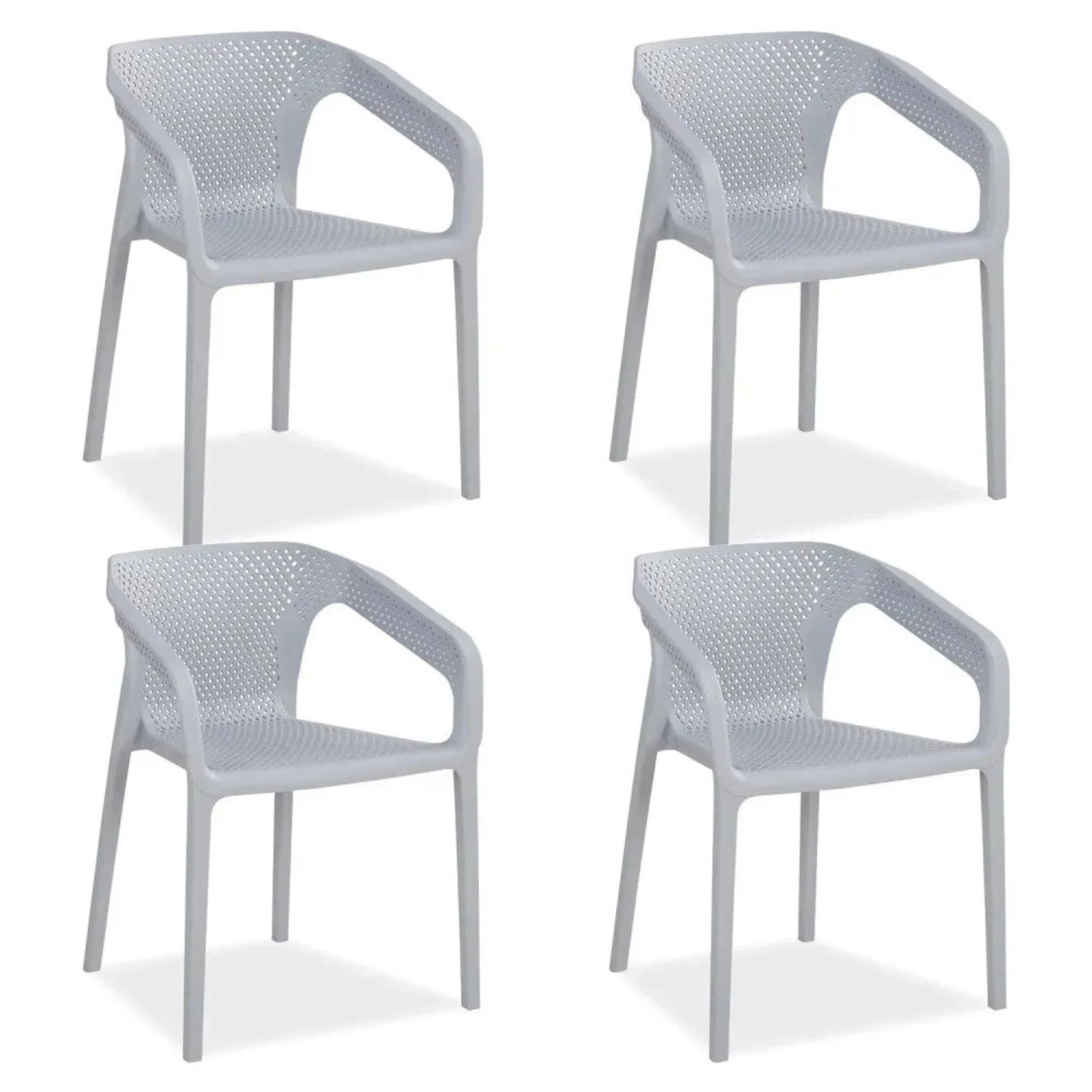 Homestyle4u Gartenstuhl 4er Set in Grau 2689