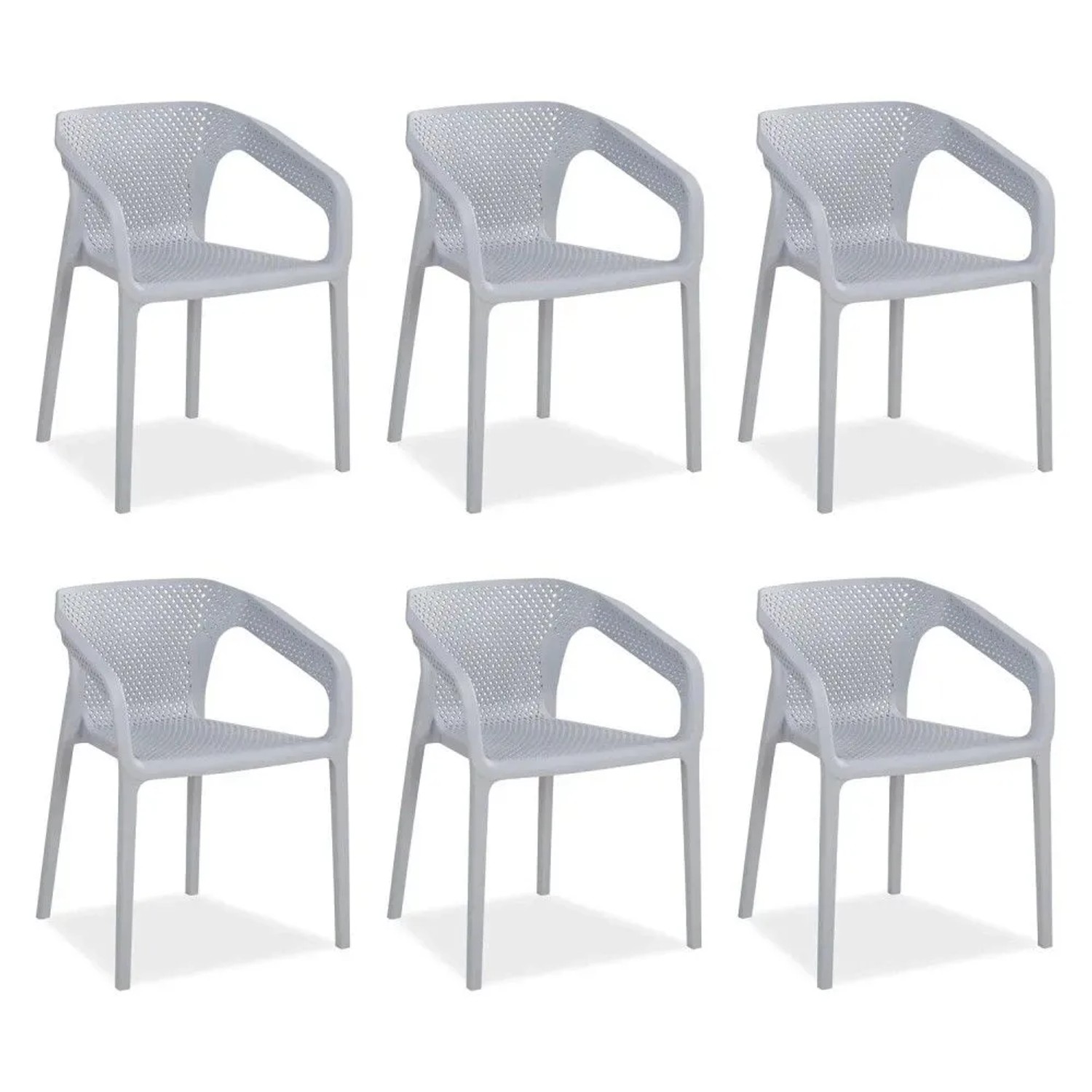 Homestyle4u Gartenstuhl 6er Set in Grau 2690