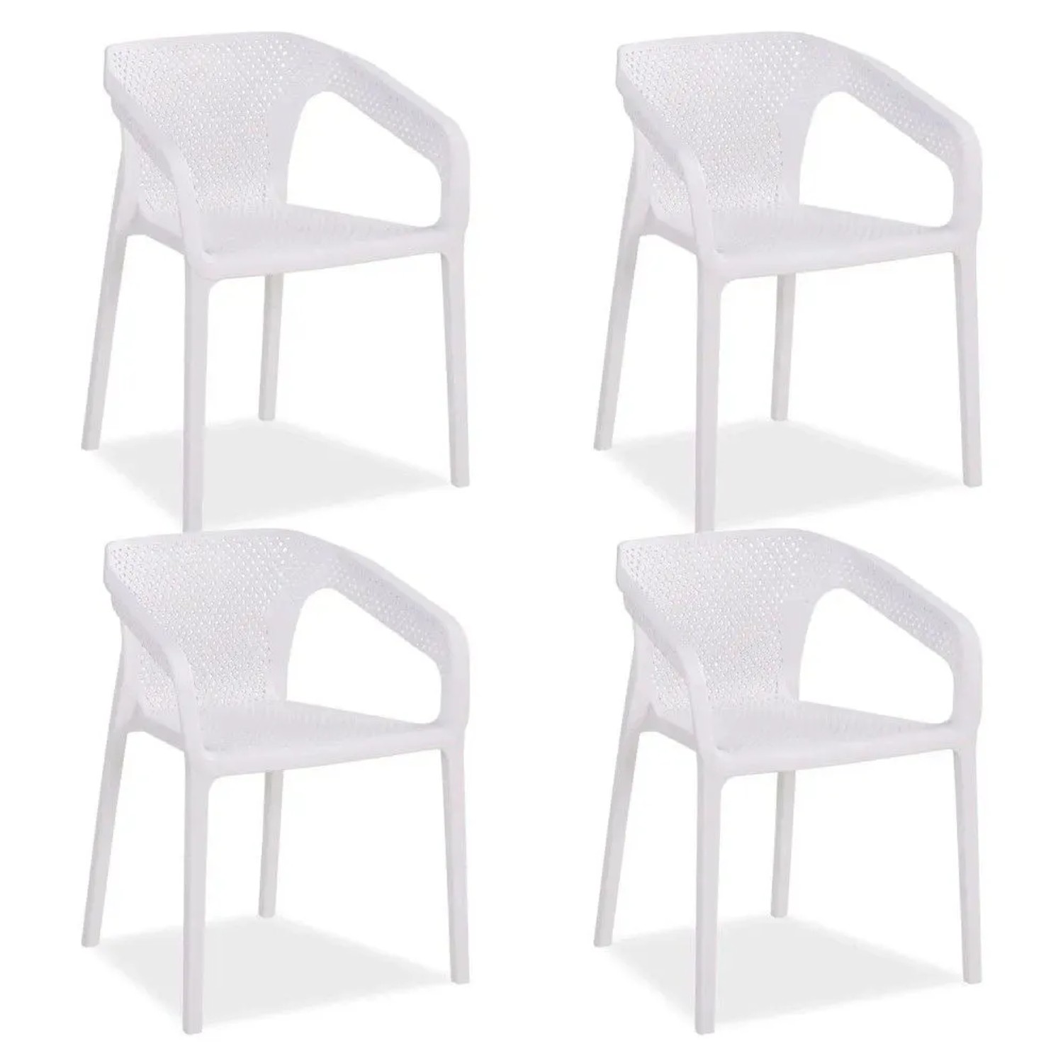 Homestyle4u Gartenstuhl 4er Set in Weiß 2695