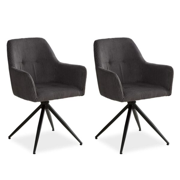 Homestyle4u 2er Set Polsterstühle Drehbar Esszimmer in Grau 2727