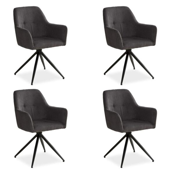 Homestyle4u 4er Set Polsterstühle Drehbar Esszimmer in Grau 2728
