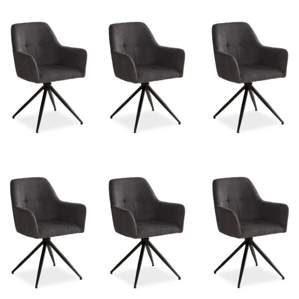Homestyle4u 6er Set Polsterstühle Esszimmer in Grau 2729