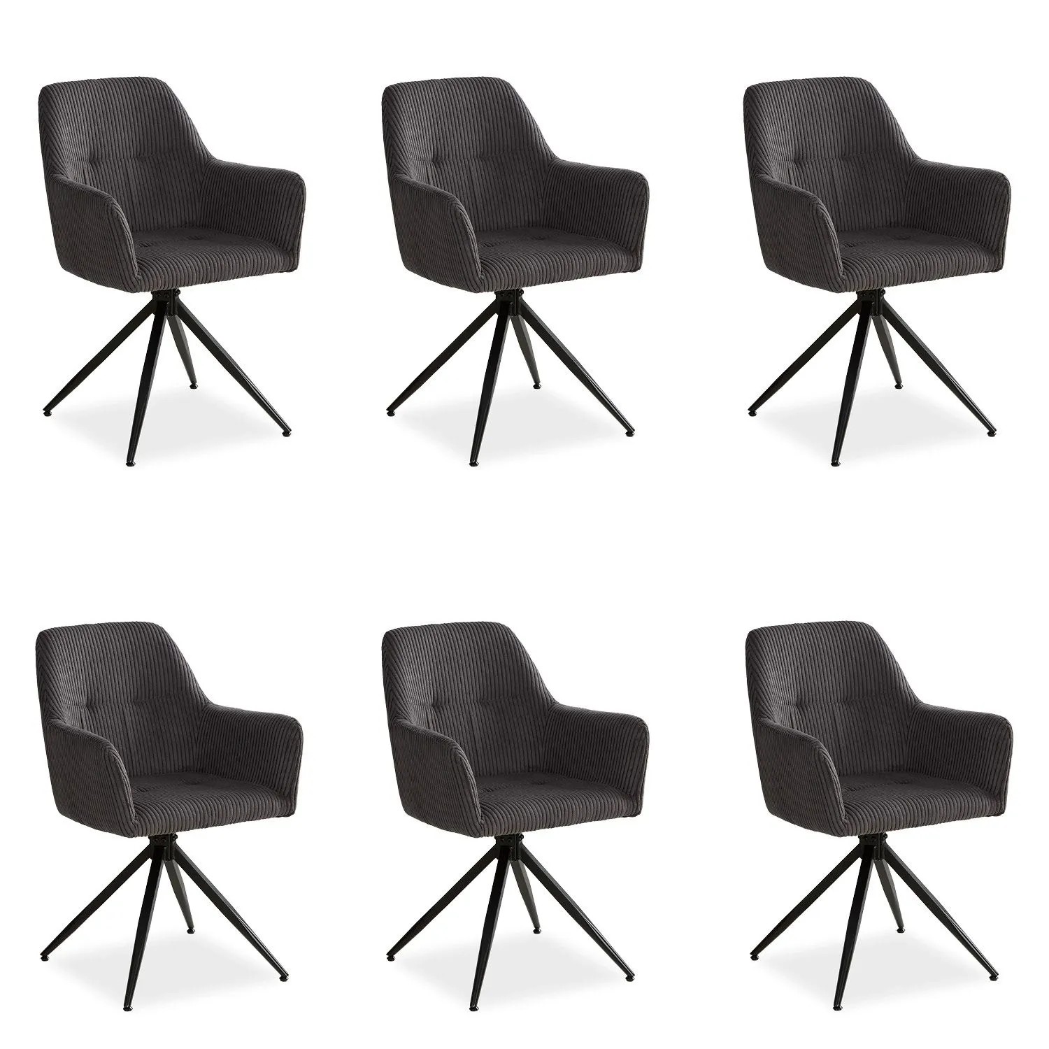Homestyle4u 6er Set Polsterstühle Esszimmer in Grau 2729