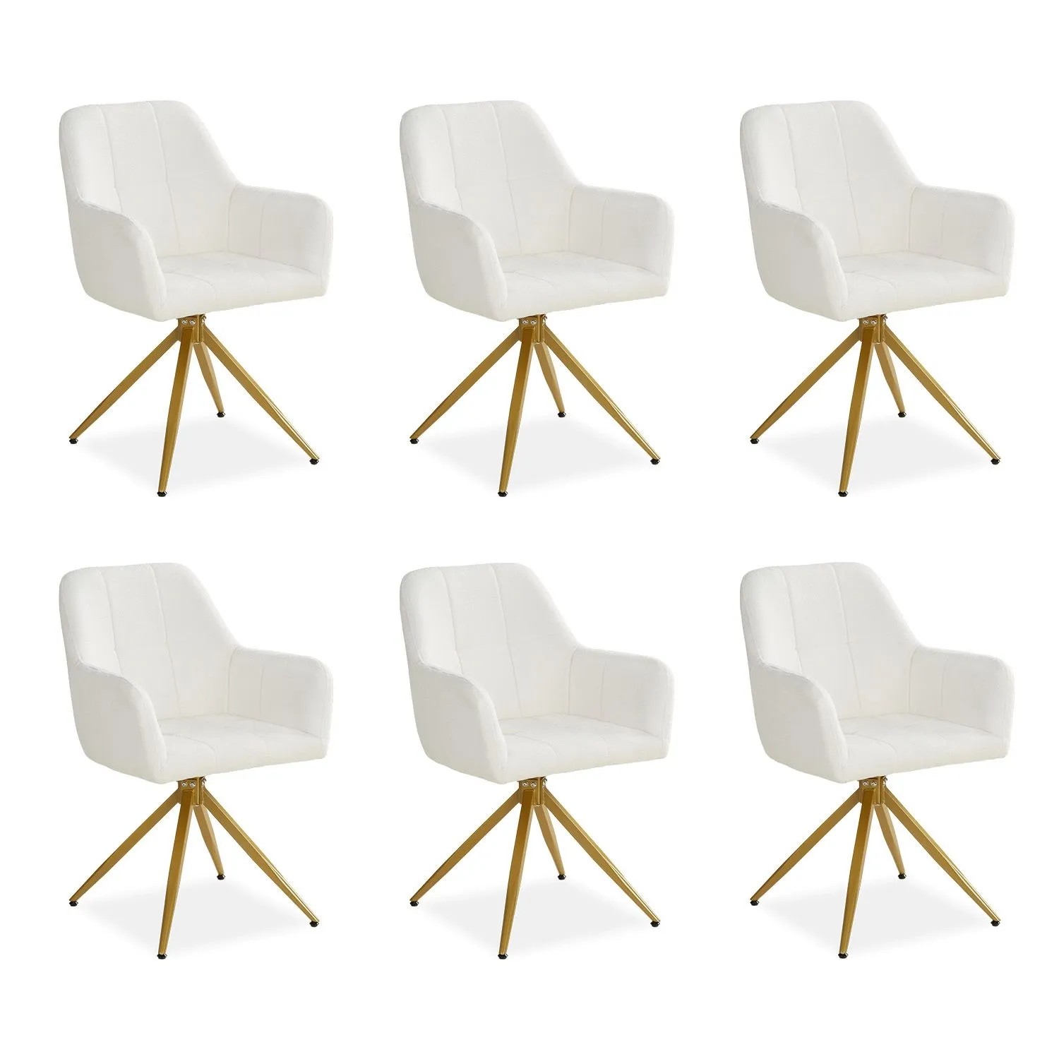 Homestyle4u Polsterstuhl Drehbar 6er Set in Beige 2732