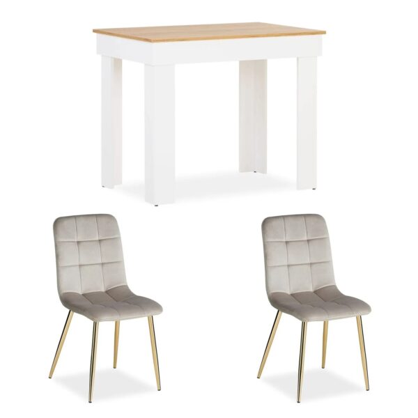 Homestyle4u Essgruppe 3-tlg mit 2 Stühlen in Weiß 2756