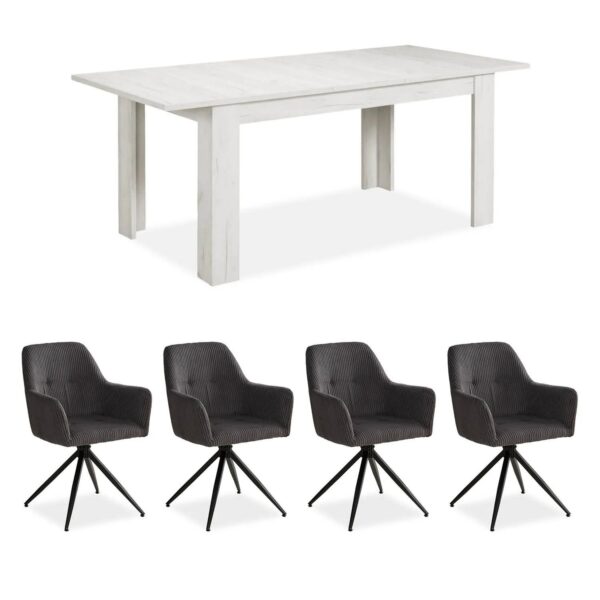 Homestyle4u Essgruppe mit 4 Polsterstühlen Drehbar 2762