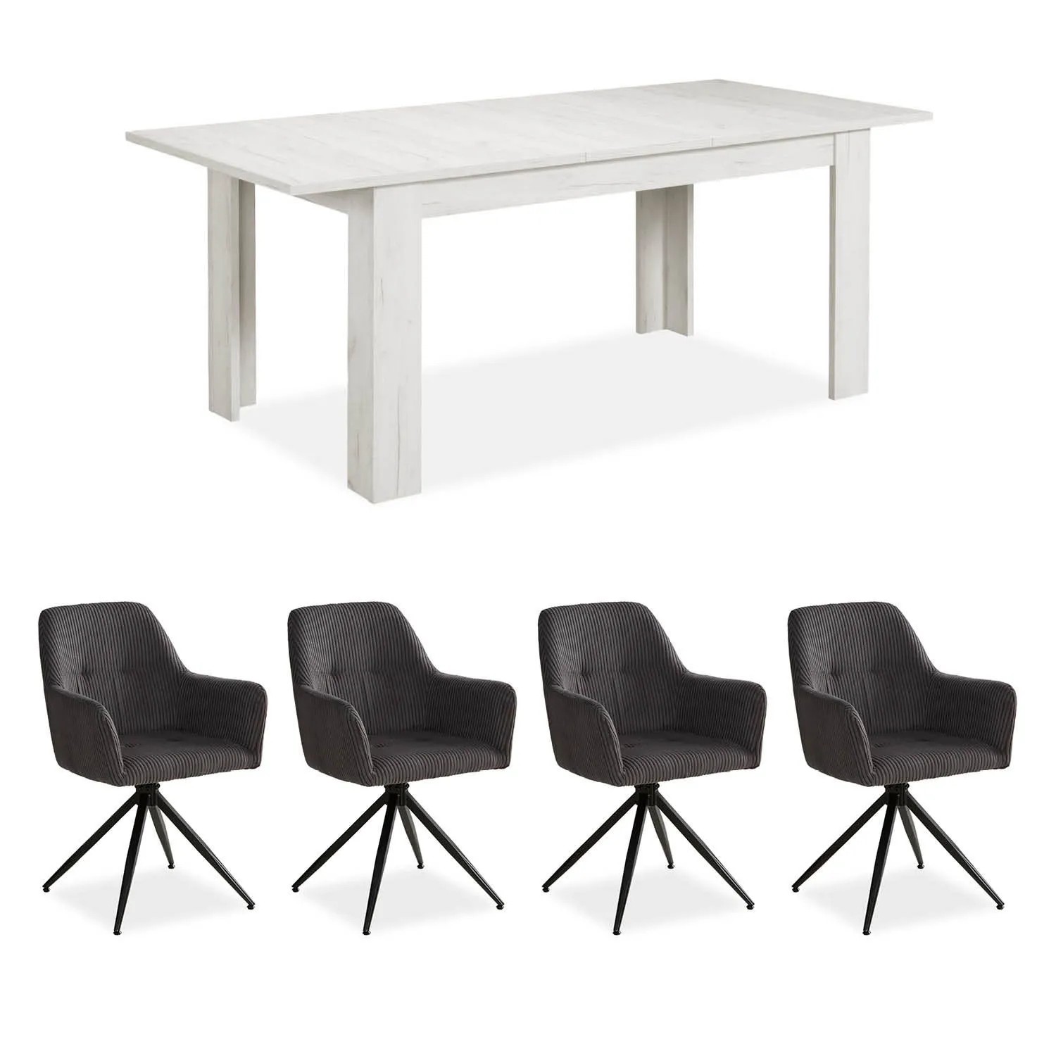 Homestyle4u Essgruppe mit 4 Polsterstühlen Drehbar 2762