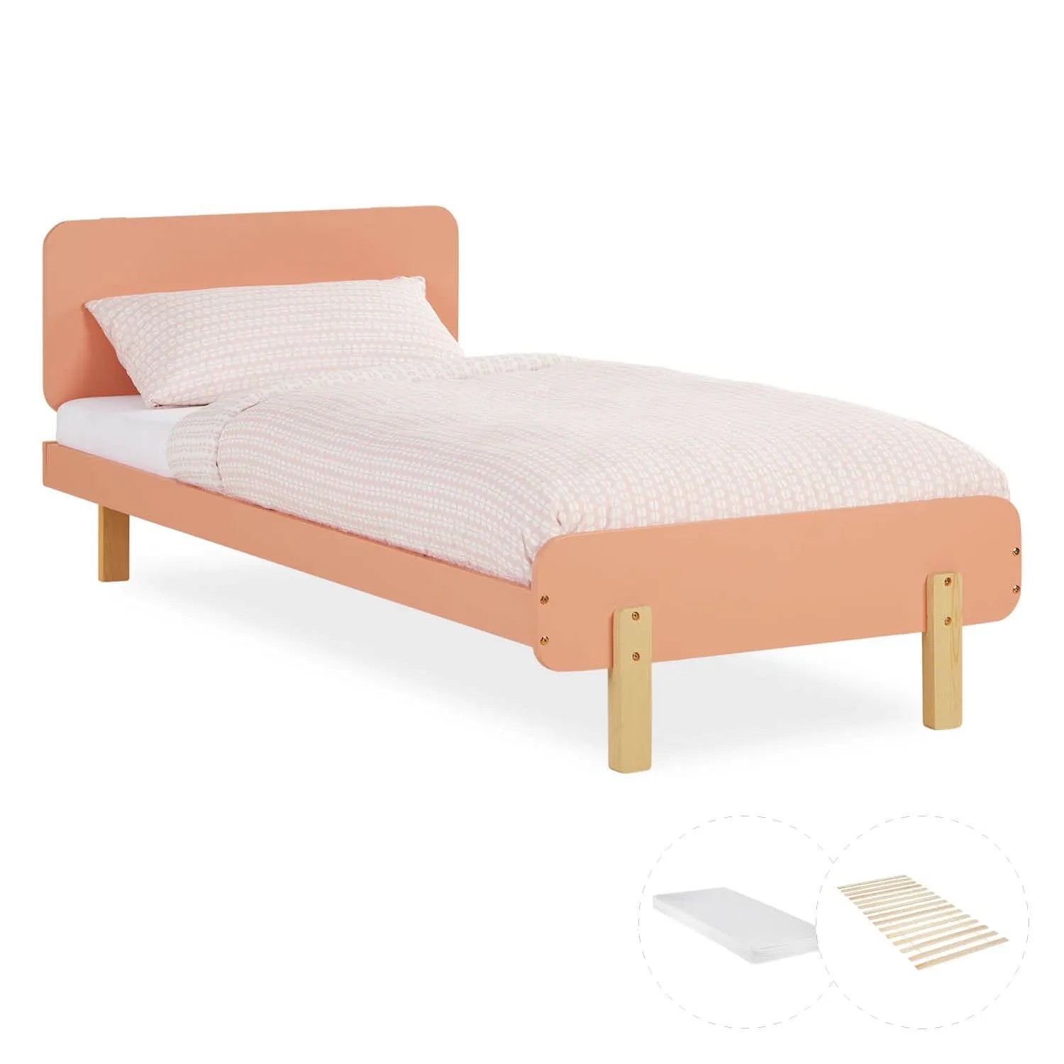 Homestyle4u Kinderbett 90x200 mit Lattenrost und Matratze in Rot 2806