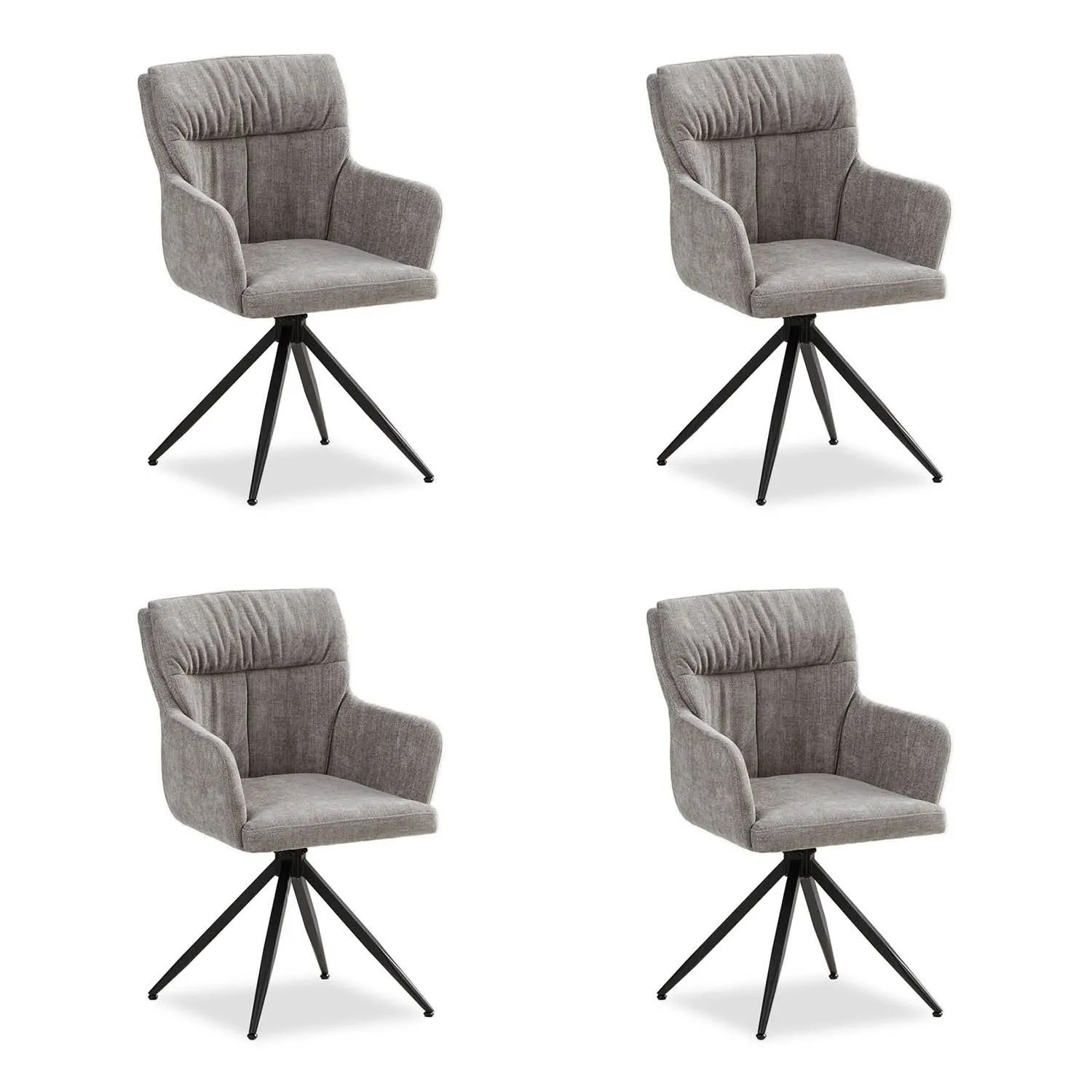Homestyle4u 4er Set Polsterstühle Drehbar in Grau 2848